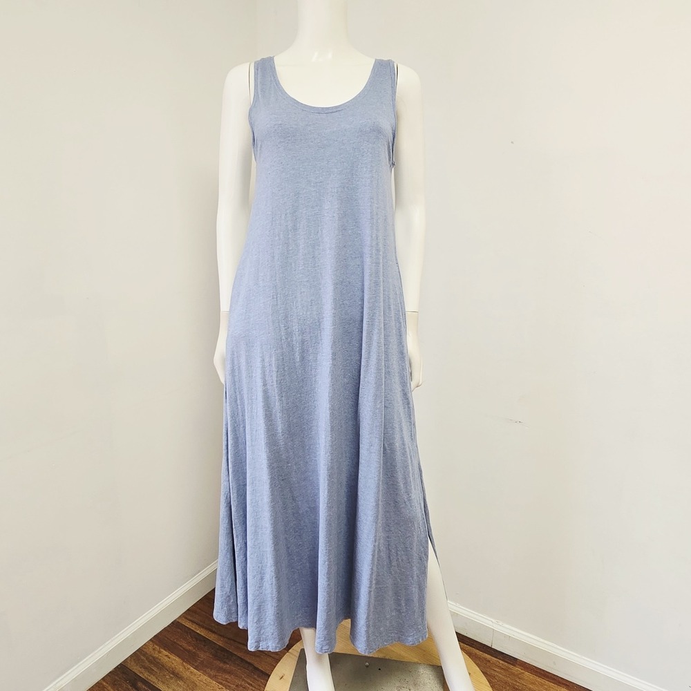 Free Fly Bamboo Heritage Midi Dress Size M Heathered Blue Sleeveless Pockets